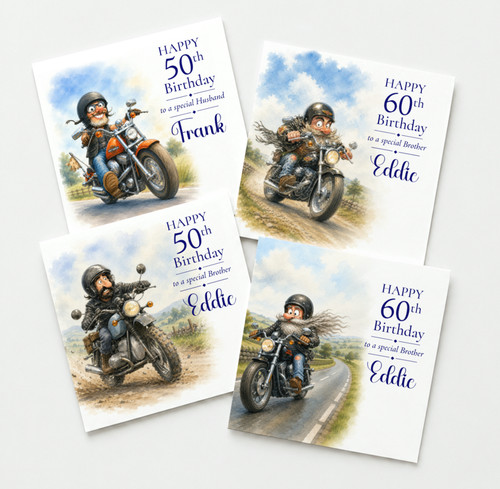 Hairy biker birthday card - biker,