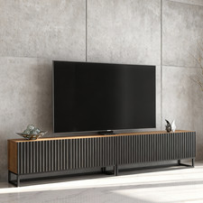 200cm TV Unit Oak Body & Black