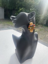 African Print Disc Circle Earrings Handmade Ankara Fabric Wooden Beads