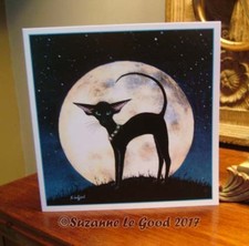 Oriental Cat Moon painting art