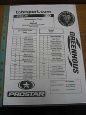 17/12/2008 Shrewsbury Town Reserves v Walsall Reserves  (single sheet)