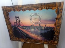 USA Clock Vintage Retro Picture Wall  Clock  American  Old  Golden Large Working