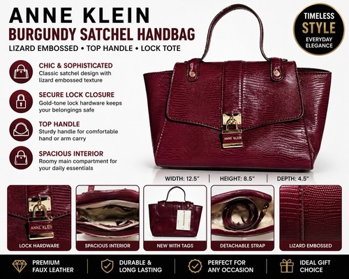 Anne klein burgundy satchel - klein,