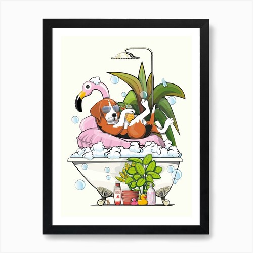 Beagle dog the bath art - beagle,