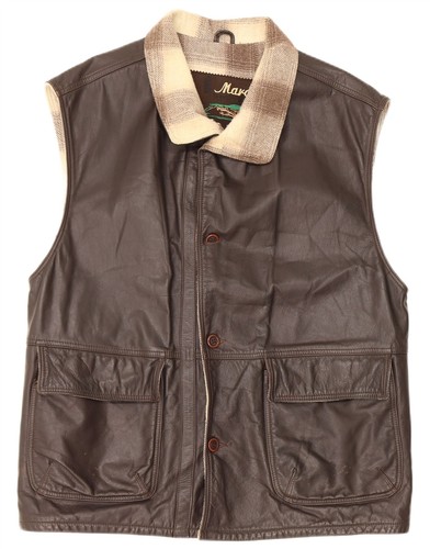 Vintage mens leather gilet - vintage,