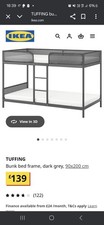 IKEA TUFFING Bunk Bed Frame, Dark Grey, 90x200cm