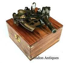 Vintage Nautical Brass Sextant – Antique Marine Ship Instrument with Wooden Box