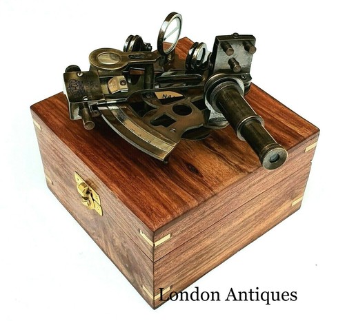 Vintage nautical brass sextant - vintage,