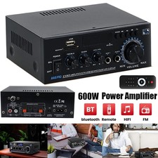 600W bluetooth Stereo Amplifier Amp HIFI Audio Radio 2CH USB AUX FM Car Home UK