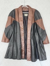 Vtg Patchwork Leather Trench
