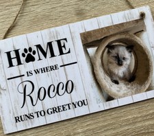 Personalised photo Plaque Pet Dog Cat Animal Sign Gift Keepsake Rabbit
