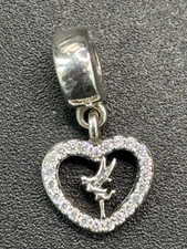 Pandora Disney Tinkerbell Dangle Charm Heart S925 ALE Sterling Silver