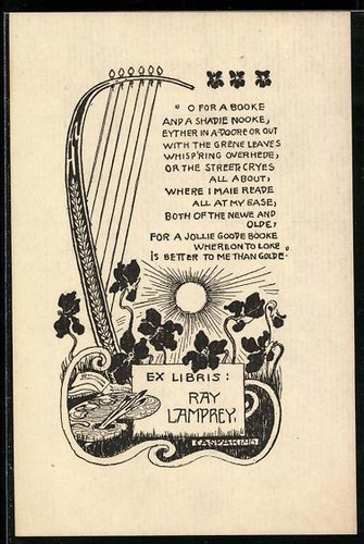 Exlibris ray lamprey harfe - exlibris,