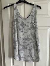 Next Size 14 - 16 White Grey Silver Flecks Sleeveless Top stretchy 