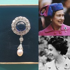 Queen Elizabeth Royal Replica Empress Maria Feodorovna Drop Pearl Brooch Pendant
