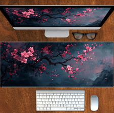 Night Cherry Blossom Gaming Mouse Pad Japanese Style Desk Mat Washable - 30x80cm