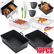 12PCS Air Fryer Rack Grills Steel Baking Pot Dual Basket Accessories For.Ninja*U
