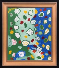 20th Century British School Acrylic On Canvas Semi Abstract Painting. Signed.