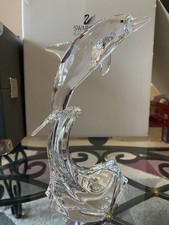 Swarovski Maxi Dolphin on Ocean Wave 1998 Crystal Retired Figurine 7644 - 221628