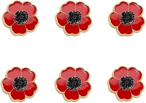 6pcs poppy badges - 6pcs, pins