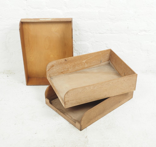 Three vintage oak wooden - oak,