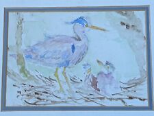 Original Naïve art watercolour painting by Bodmin artist John Elsworthy Lapwing