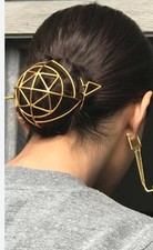 Traditional Hair Bun Cage Golden, Brass Metal