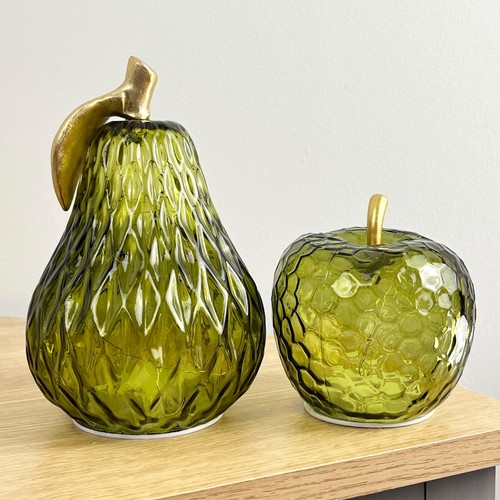 Glass apple pear ornaments - glass,
