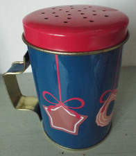 SMALL VINTAGE CHRISTMAS FLOUR SHAKER/METAL SHAKERS/SIFTERS/KITCHEN/COLLECTABLES