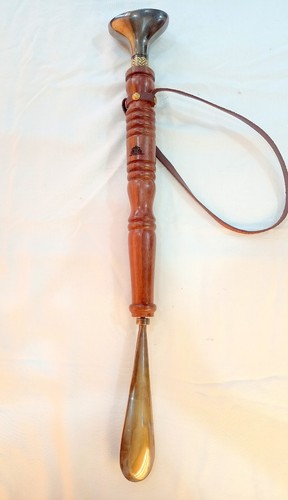 Shoe horn handmade solid - horn, brass