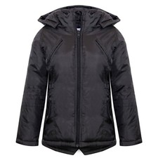 Kids Girls Black Designer Jackets Foam Padded Hooded School Warm Thick Coat 3-10