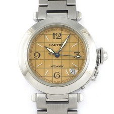 Cartier Watch Pasha C W31024M7 Date Salmon Pink Dial Stainless Steel Automatic