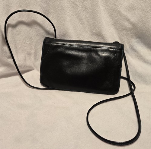 Black leather crossbody - black,