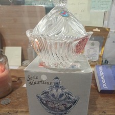 Vintage Hofbauer Bleikristall Lead Crystal lidded bonbon dish boxed 