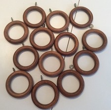 13 x Wooden Curtain Rings - dark oak - wood curtain pole rings - 38mm