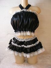 sissy satin french maid set fancy dress cosplay lolita kawaii