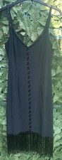 Vintage Black Beaded Flapper Dress Gatsby Frank Usher Dusk Heavy Size 10 (Vtg)