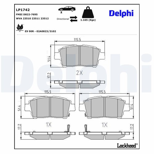 Brake pads delphi lp1742 for - pads,