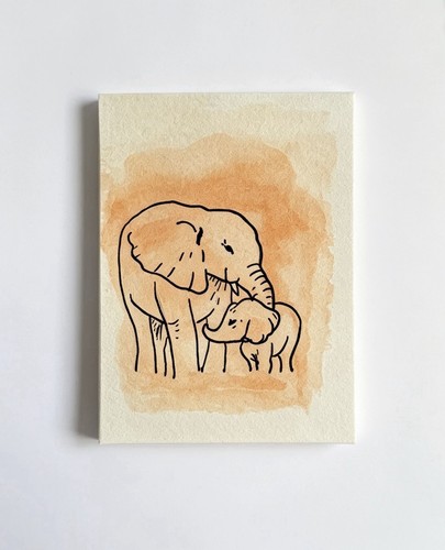 Aceo elephant motherhood - aceo,