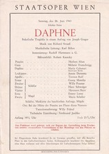 Opera Programme 1943 Vienna Daphne Karl Böhm Maria Cebotari Dermota Tosrten Ralf