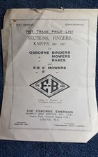 Emerson Brantingham finger osborne binder mower rake price list 1927