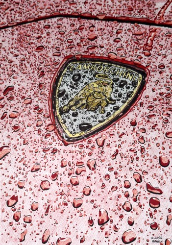 Lamborghini badge the rain - lamborghini, in