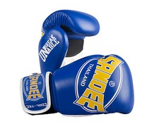 Sandee Cool-Tec Muay Thai Leather Boxing Gloves -Blue/Yellow10oz-16oz
