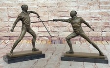 TWO FENCER FENCING BRONZE