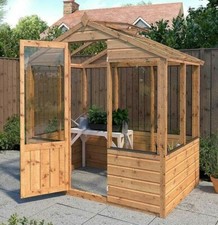 6x4 wooden garden greenhouse - wooden,