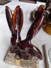Cute Vintage Kernewek Cornwall Kissing Bunnies Rabbits Figurine Ornament 