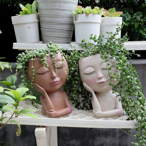 Face flower planters pots - face,