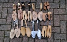 NINE PAIR ASSORTED WOODEN & METAL SHOE TREES ( inc CLARKS-DASCO-AMERICAN )