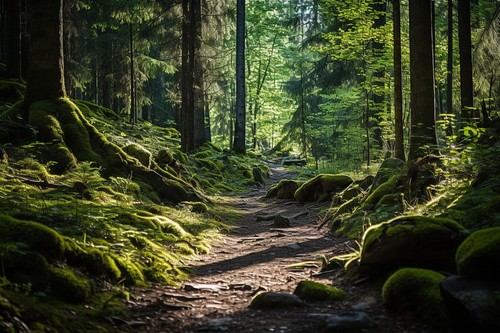 Woodland forest trees path - trees,