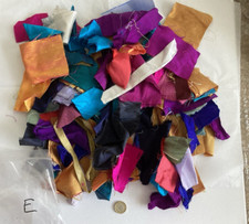 100 grams of tiny Dupion Silk scraps, odd sizes and shapes, for crafts (lotE)